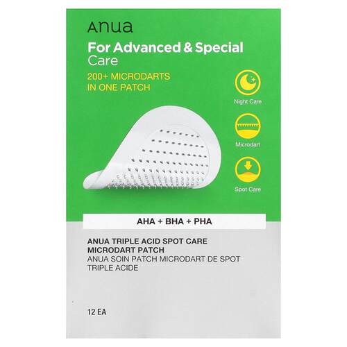 Anua,Triple Acid Spot Care Microdart Patch, 12 Patches