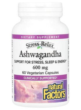 Natural Factors,Stress-Relax®，南非醉茄，600 毫克，60 粒素食