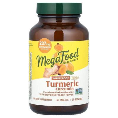 MegaFood,Tumeric Curcumin Whole Body Minis，60 片