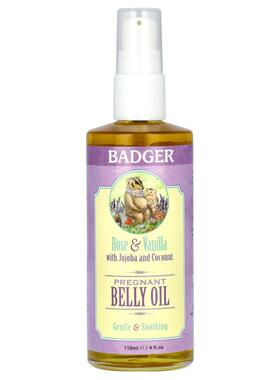 Badger,有机孕期腹部油，玫瑰和香草，4盎司（118毫升）