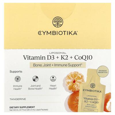 Cymbiotika,Liposomal Vitamin D3 + K2 + CoQ10, Tangerine, 28