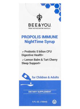BEE&YOU,Propolis Immune，夜间糖浆，适用于儿童和成年人