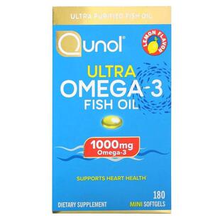 Qunol,Ultra Omega-3 鱼油，柠檬味，1000 毫克，180 粒迷你软胶