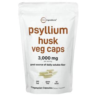 Micro Ingredients,Psyllium Husk Veg Caps, 500 Vegetarian Cap
