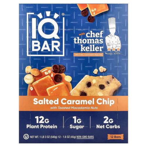 IQBAR,Plant Protein Bar, Salted Caramel Chip