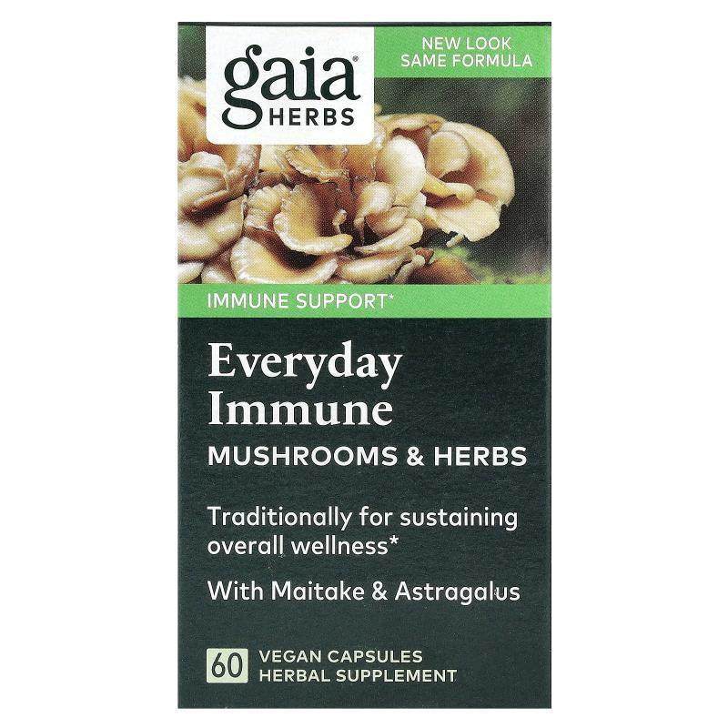 Gaia Herbs,蘑菇 + 草本，每日抵抗，60粒素食胶囊