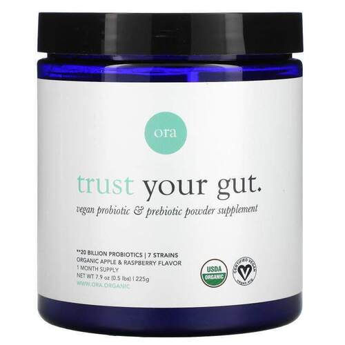 Ora,Trust Your Gut，全素益生菌与益生元粉补充剂，有机苹果和树