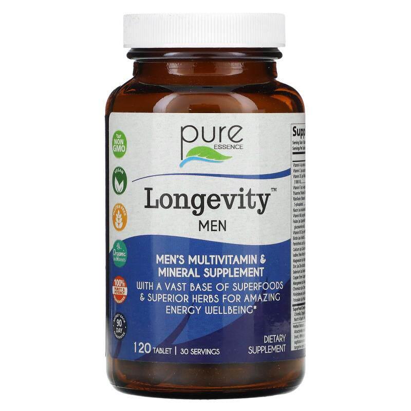 Pure Essence,Longevity 男性专用多维生素，120 片装