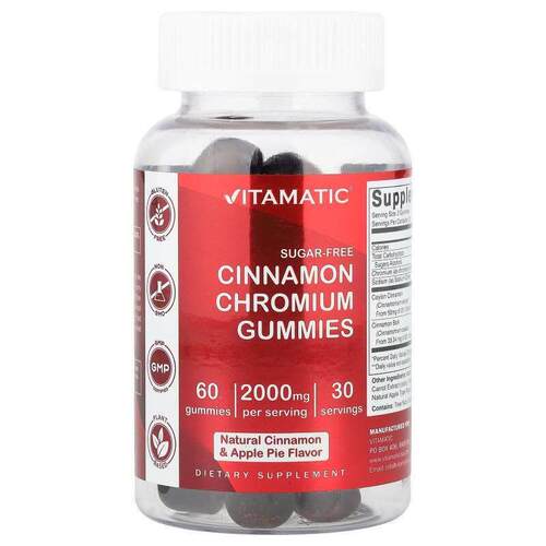 Vitamatic,肉桂铬软糖，天然肉桂和苹果派，60 粒软糖