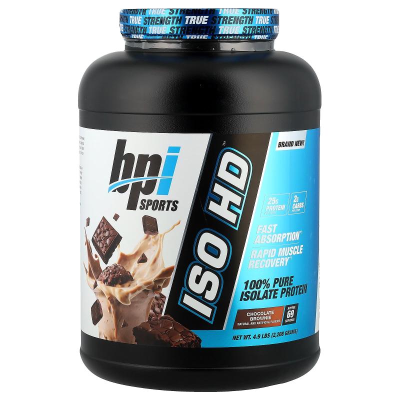 BPI ,ISO HD，100% 全分离蛋白，巧克力布朗尼，4.9 磅（2,208 克