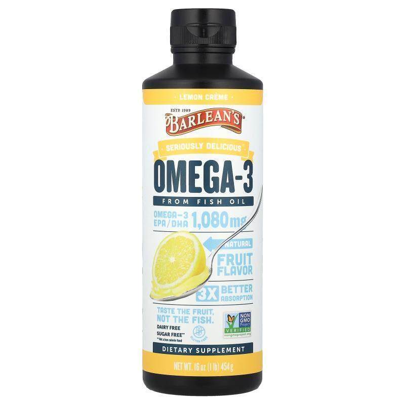 巴宁,味美,Omega-3 鱼油,柠檬奶油味,16 盎司(454 克)