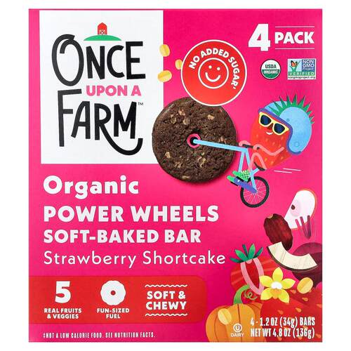 Once Upon A Farm,Organic Power Wheels, Soft-Baked Bar, Straw