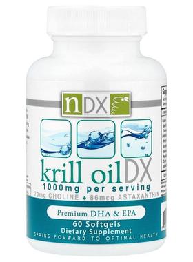 Natural Dynamix (NDX),磷虾油 DX，优质 DHA 和 EPA，60 粒软胶