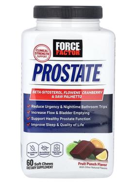 Force Factor,Prostate, Fruit Punch, 60 Soft Chews