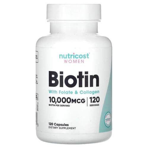 Nutricost,女性，含叶酸和胶原蛋白的生物维生素，10000 微克，12
