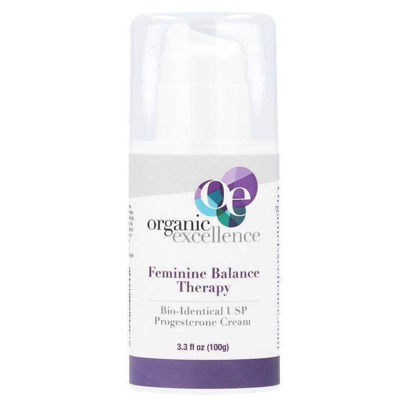 Organic Excellence,女性平衡护理，生物相同的 USP 孕酮乳膏，3.