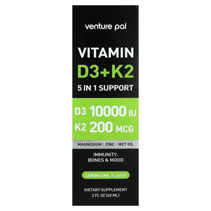 Venture Pal,Vitamin D3 + K2, Lemon Lime, 2 fl oz (60 ml)