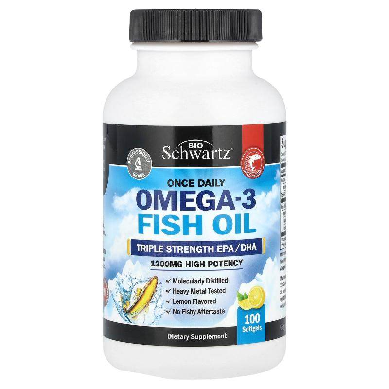BioSchwartz,每日一次 Omega-3 鱼油，三倍强度，优效力，柠檬味,保健食品/膳食营养补充食品,鱼油/深海鱼油,淘宝优惠券,粉丝福利购,淘宝优惠卷