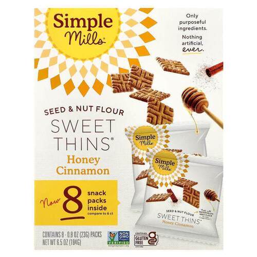 Simple Mills,种子和坚果粉，Sweet Thins®，蜂蜜肉桂味，8 包，