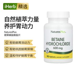 Nature's Plus自然加盐酸甜菜碱补充片无麸质蛋白质消化酶调理肚