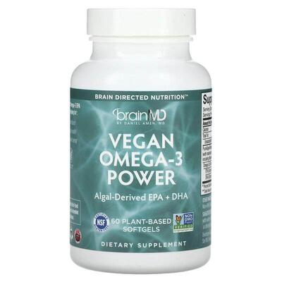 BrainMD,全素 Omega-3 能量，60 粒植物基软胶囊