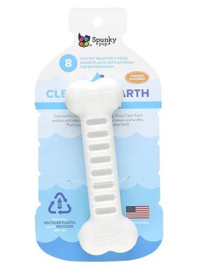 Spunky Pup,Clean Earth 硬嚼片，骨头，鸡肉，1 玩具