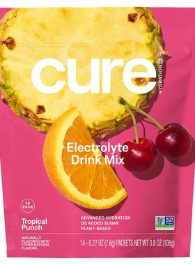 Cure Hydration,电解质饮品混合物，热带宾治，14 包，每包 0.27
