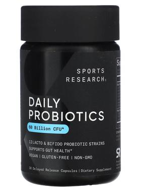 Sports Research,Daily Probiotics Delayed Release，600 亿 CFU