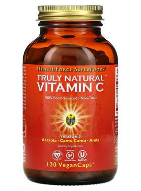 HealthForce Superfoods,天然维生素 C，120 粒全素胶囊（每粒胶