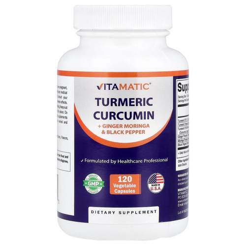 Vitamatic,Turmeric Curcumin + Ginger Moringa & Black Pepper,