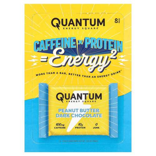 QUANTUM ENERGY SQUARE,花生酱黑巧克力，8 条能量棒，每条 1.69