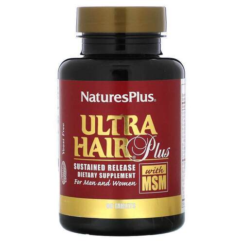 NaturesPlus,含 MSM 的 Ultra Hair Plus，男女适用，60 片