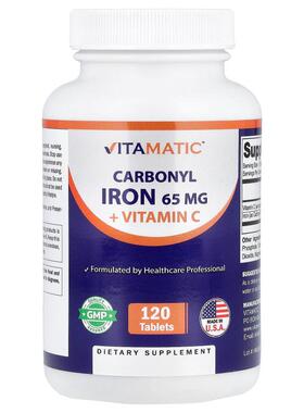 Vitamatic,Carbonyl Iron + Vitamin C, 120 Tablets