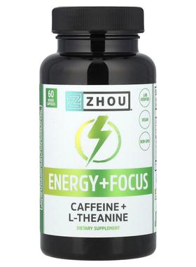 Zhou Nutrition,Energy + Focus，60 粒素食胶囊