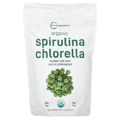 Micro Ingredients,Organic Spirulina Chlorella, 720 Tablets