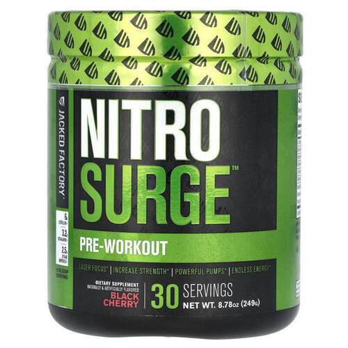 Jacked Factory,Nitro Surge，锻炼前配方，黑樱桃味，8.78 盎司2