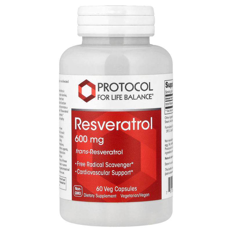 Protocol for Life Balance,白藜芦醇，600 毫克，60 粒素食胶囊