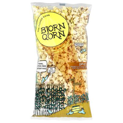 BjornQorn,Sun-Popped Corn, Spicy, 3 oz (85 g)