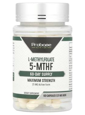 Probase Nutrition,L-甲基叶酸 5-MTHF，15 毫克，60 粒胶囊