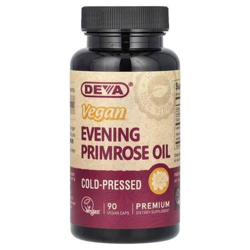 Deva,全素月见草精油，90 粒全素胶囊（每粒胶囊 500 毫克）