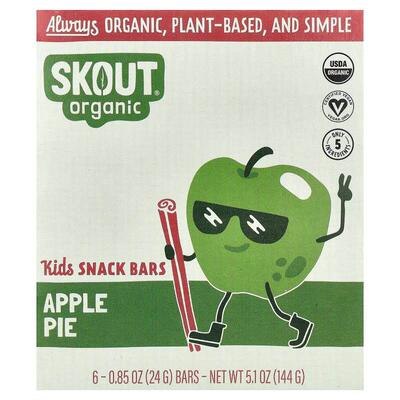 Skout Organic,Kids Snack Bars, Apple Pie, 6 Bars