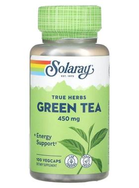 Solaray,True Herbs，绿茶，450 毫克，100 粒素食胶囊