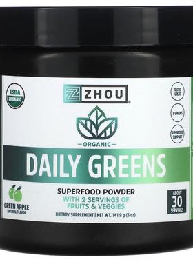 Zhou Nutrition,有机 Daily Greens，青苹果，5 盎司（141.9 克）