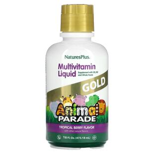 NaturesPlus,Animal Parade 儿童黄金多维生素液体，热带浆果