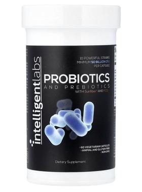 Intelligent Labs,益生菌和益生元，500 亿 CFU，60 粒素食胶囊