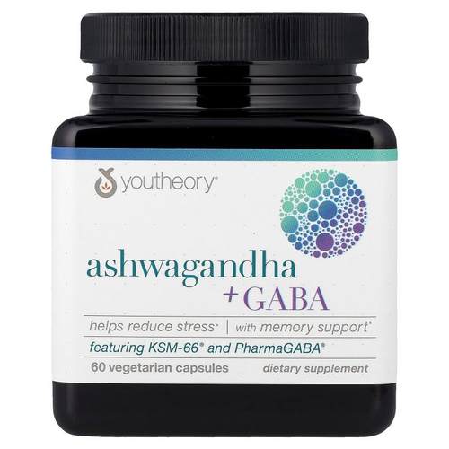 Youtheory,Ashwagandha + GABA,  60 Vegetarian Capsules
