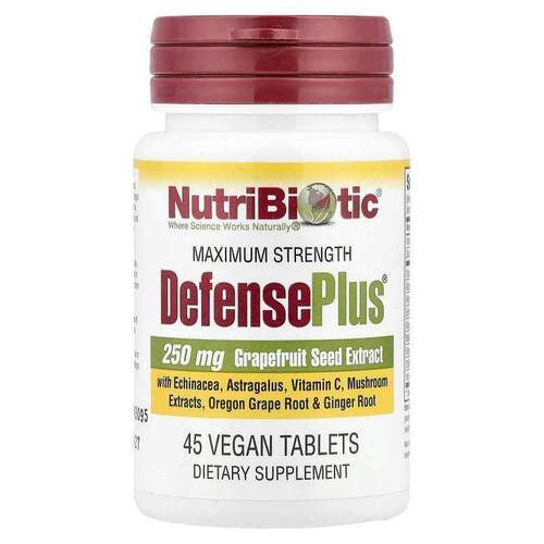 NutriBiotic,DefensePlus, 极大强度, 250 毫克, 45粒素食片