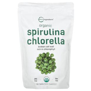 Micro Ingredients,Organic Spirulina Chlorella, 720 Tablets