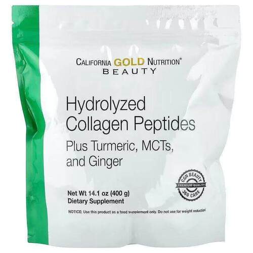 California Gold Nutrition水解胶原蛋白肽含姜黄中链甘油三脂和