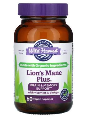 Oregon's Wild Harvest,猴头菇+，60 粒全素食胶囊